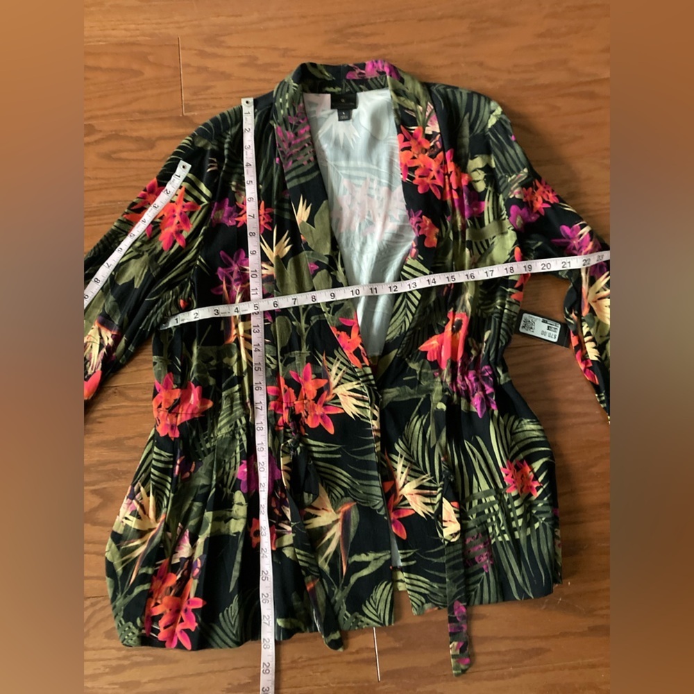 Worthington Casual Tie-Closure Tropical Print "Isla Floral" Blazer, Size L, NWT - Picture 8 of 9